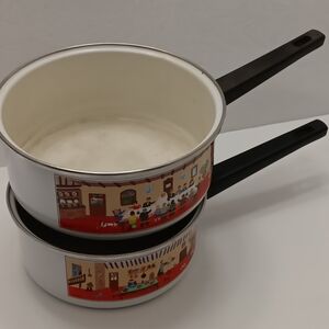 VILLEROY & BOCH Lot of 2 Design NAIF (1.5 & 2 Quart) Enamel Saucepan VIN…